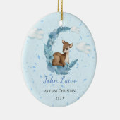 Baby 1e kerstdag kleine Bambi Flowers Dust Cloud Keramisch Ornament (Rechts)
