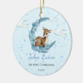 Baby 1e kerstdag kleine Bambi Flowers Dust Cloud Keramisch Ornament (Links)