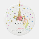 Baby 1e kerstdag, orn en sterren keramisch ornament (Voorkant)