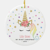 Baby 1e kerstdag, orn en sterren keramisch ornament (Achterkant)