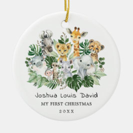 Baby 1e kerstdag tropisch Oerwoud Wilde dieren Keramisch Ornament