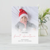 Baby 1e kerstfoto Bekleding Holiday Kaart (Staand voorkant)