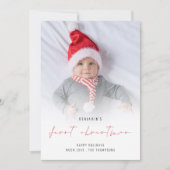 Baby 1e kerstfoto Bekleding Holiday Kaart (Voorkant)