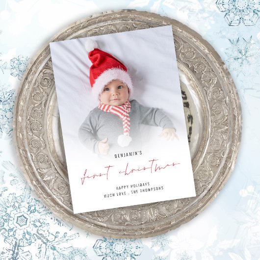 Baby 1e kerstfoto Bekleding Holiday Kaart