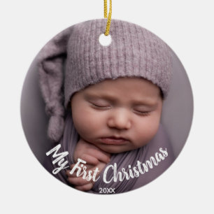 Baby 1e kerstfoto Birth Stats Birth record Keramisch Ornament