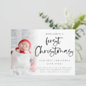 Baby 1e kerstfoto geboortedatum aankondiging (Staand voorkant)