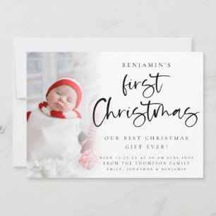 Baby 1e kerstfoto geboortedatum aankondiging
