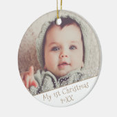 Baby 1e kerstfoto  keramisch ornament (Links)
