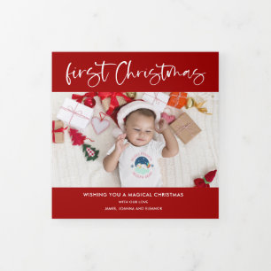 Baby 1e kerstjaar in Review 6 foto's Red TR Drieluik Wenskaart