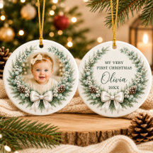 Baby 1e Kerstmis Boog Krans Foto