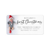 Baby 1e Kerstmis Fotonaam Retouradres Etiket (Voorkant)