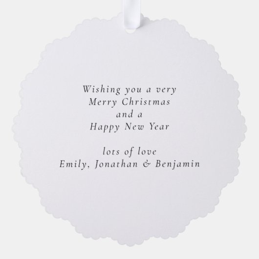 Baby 1e Kerstmis Geboorte Statistieken Foto Overla Ornament Kaart (Achterkant)