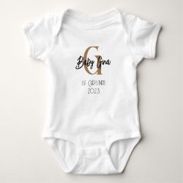 baby 1e Kerstmis monogram unisex naam bodysuit