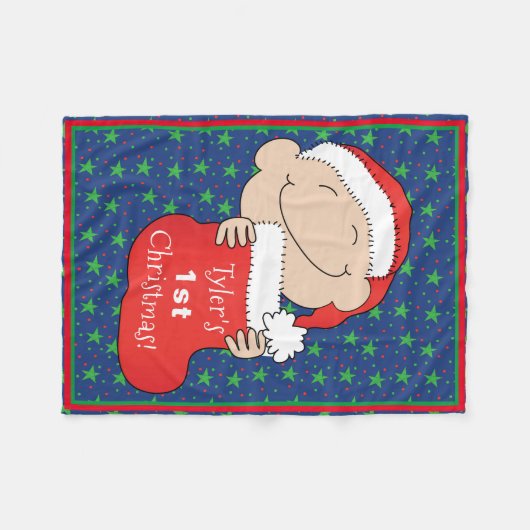 Baby 1e Kerstmis/Rood Vliegtuig Blanket Fleece Deken (Voorkant (Horizontaal))
