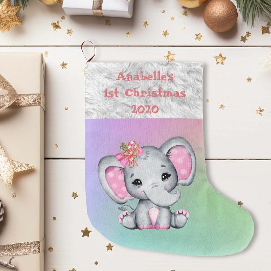 Baby 1e Kerstmis Roze Olifant Grote Kerstsok