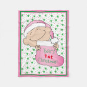 Baby 1e Kerstmis/roze vlinderbank Fleece Deken (Voorkant)