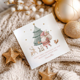 Baby 1e Kerstmis Schattige Teddydbeer  Feestdagenkaart