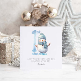 Baby 1e Kerstmis Schattigee Sneeuwman Feestdagenkaart