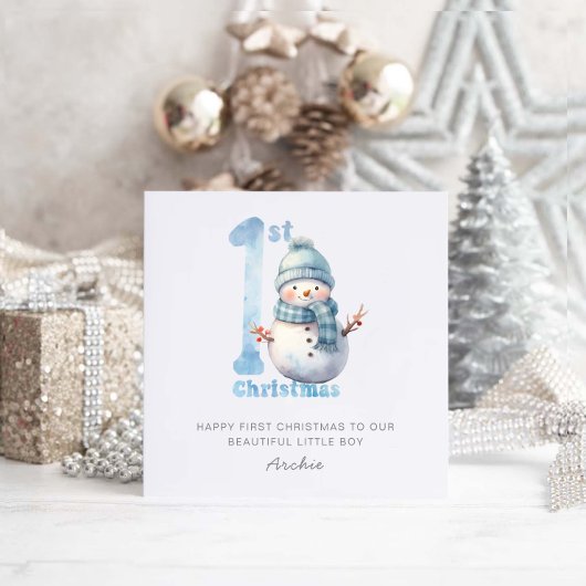 Baby 1e Kerstmis Schattigee Sneeuwman Feestdagenkaart