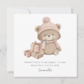 Baby 1e Kerstmis Schattigee Teddybeer Feestdagenkaart (Voorkant)