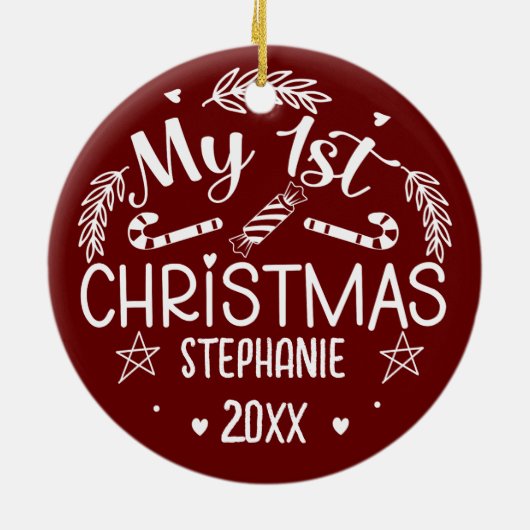 Baby 1e Kerstmishuis Decor Keramisch Ornament (Achterkant)