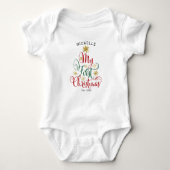 Baby 1e kerstrood groen goud en wit romper (Voorkant)