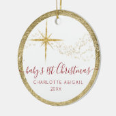 Baby 1e kerstscript Gold Glitter Star Photo Keramisch Ornament (Links)