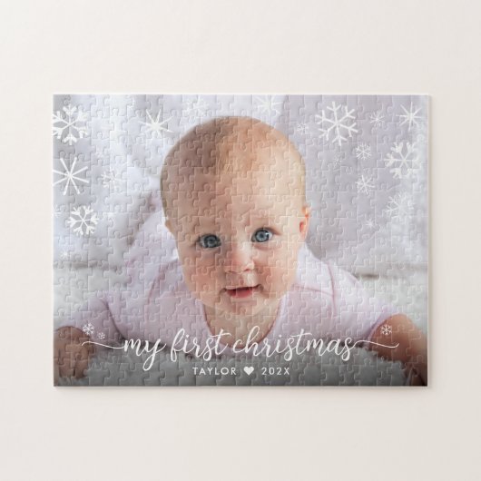 Baby 1e kerstscript Snowflake Photo Keepomwille Legpuzzel (Horizontaal)