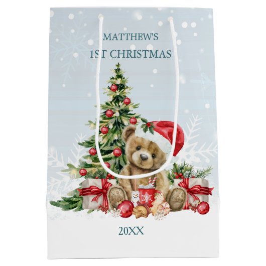 Baby 1e Kerstteddybeer Medium Cadeauzakje (Achterkant)