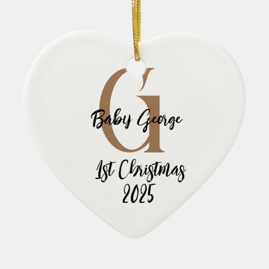 baby 1e kerstversiering keramisch ornament (Voorkant)