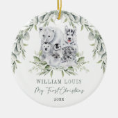 Baby 1e Kerstwinter Wonderland Arctic Animals Keramisch Ornament (Voorkant)