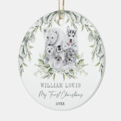 Baby 1e Kerstwinter Wonderland Arctic Animals Keramisch Ornament (Links)