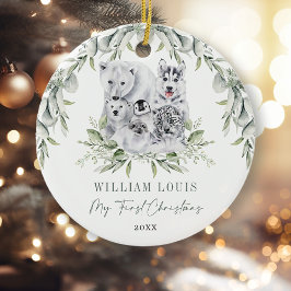 Baby 1e Kerstwinter Wonderland Arctic Animals Keramisch Ornament