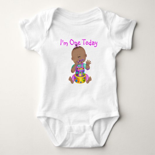 Baby 1e Verjaardag Afro-Amerikaans MEISJE Tshirt (Voorkant)