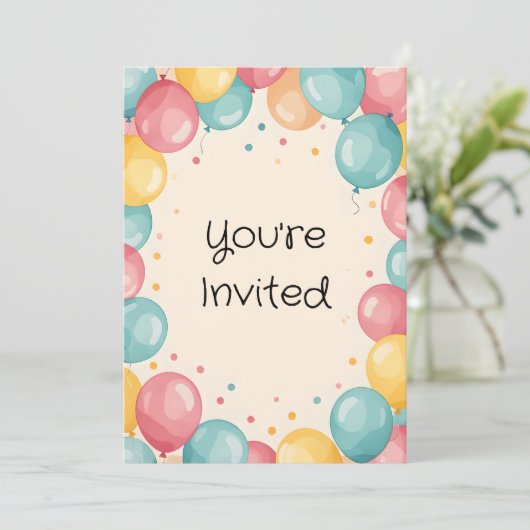 Baby 1e verjaardag ballon ontwerp kaart (Staand voorkant)