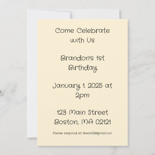 Baby 1e verjaardag ballon ontwerp kaart (Achterkant)