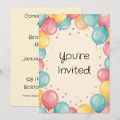 Baby 1e verjaardag ballon ontwerp kaart (Voorkant / Achterkant)