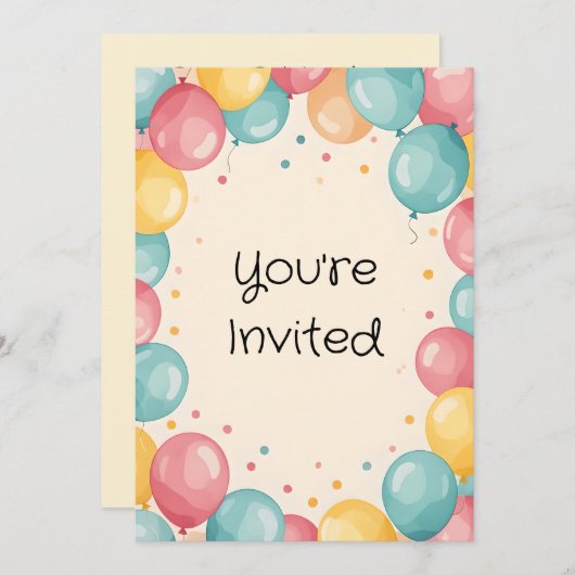 Baby 1e verjaardag ballon ontwerp kaart (Voorkant / Achterkant)