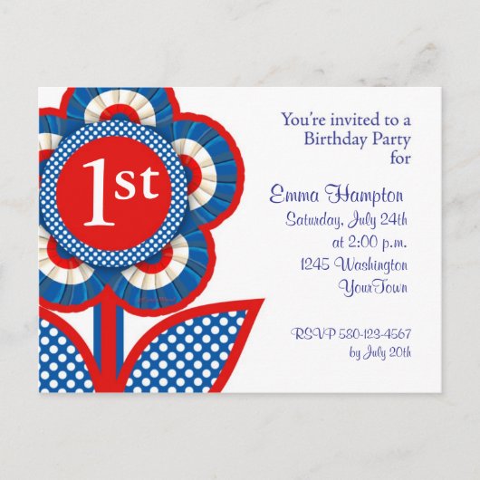 Baby 1e verjaardag Briefkaart in juli (Voorkant)