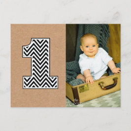Baby 1e Verjaardag Chevron Bedankt Foto Briefkaart