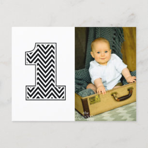 Baby 1e Verjaardag Chevron Bedankt Foto Briefkaart