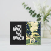 Baby 1e Verjaardag Chevron Bedankt Foto Briefkaart (Staand voorkant)