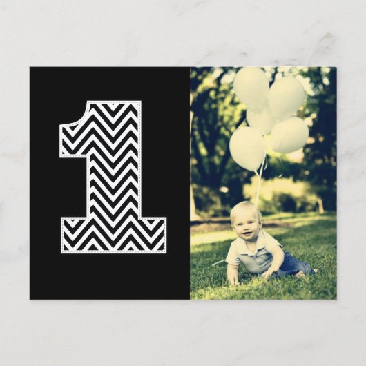 Baby 1e Verjaardag Chevron Bedankt Foto Briefkaart (Voorkant)