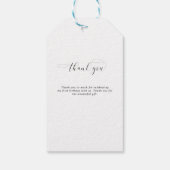 Baby 1e verjaardag Dank u Elegant Manuscript Swash Cadeaulabel (Achterkant)