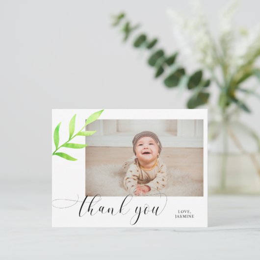 Baby 1e verjaardag Dank u waterverf Swashes Briefkaart (Staand voorkant)