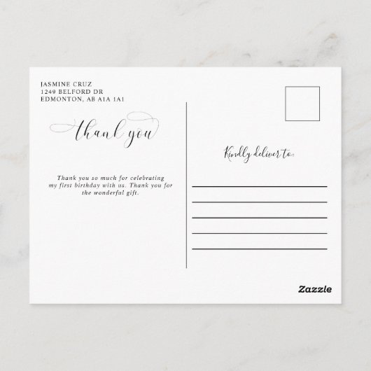 Baby 1e verjaardag Dank u waterverf Swashes Briefkaart (Achterkant)