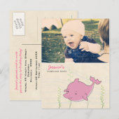 Baby 1e verjaardag Dolphin nodigt Kaart uit (Voorkant / Achterkant)