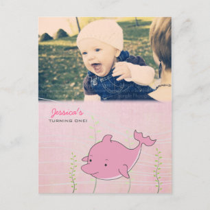 Baby 1e verjaardag Dolphin nodigt Kaart uit