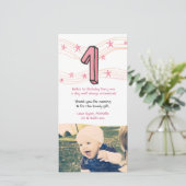 Baby 1e verjaardag nummer 1 Dank u wel Bedankkaart (Staand voorkant)