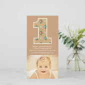 Baby 1e verjaardag nummer 1 Dank u wel Bedankkaart (Staand voorkant)